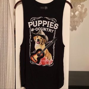 Puppies & Country Black Muscle Tank Top